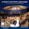10 FT cantilever patio umbrella in brown with solar LED lights, featuring 360° rotation and a sturdy design for outdoor.