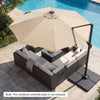 10 FT Cantilever Patio Umbrella with Solar LED Lights 360° Rotation-Beige - Gallery View 1 of 11