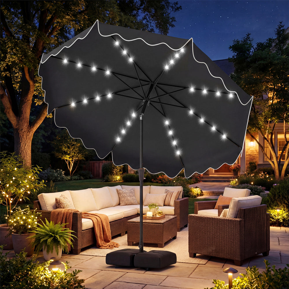 led patio umbrella switch 13 ft Double-Sided Large Rectangle Market Umbrella with 36 Lights-Wine For all Volenca 10-ft Outdoor Solar Offset