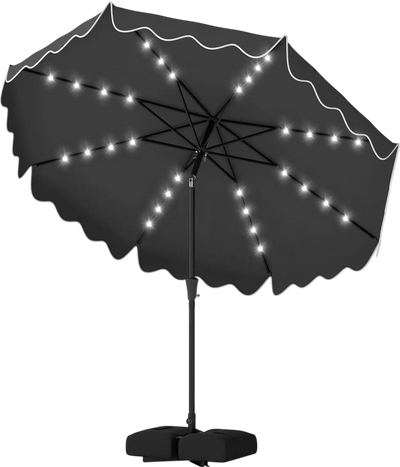Costway 10' Patio Umbrella w/ Solar LED Lights & Weighted Base 92158160 New