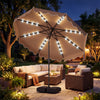 10 FT Outdoor Patio Umbrella with Solar LED Lights and Weighted Base-Brown - Gallery View 1 of 10