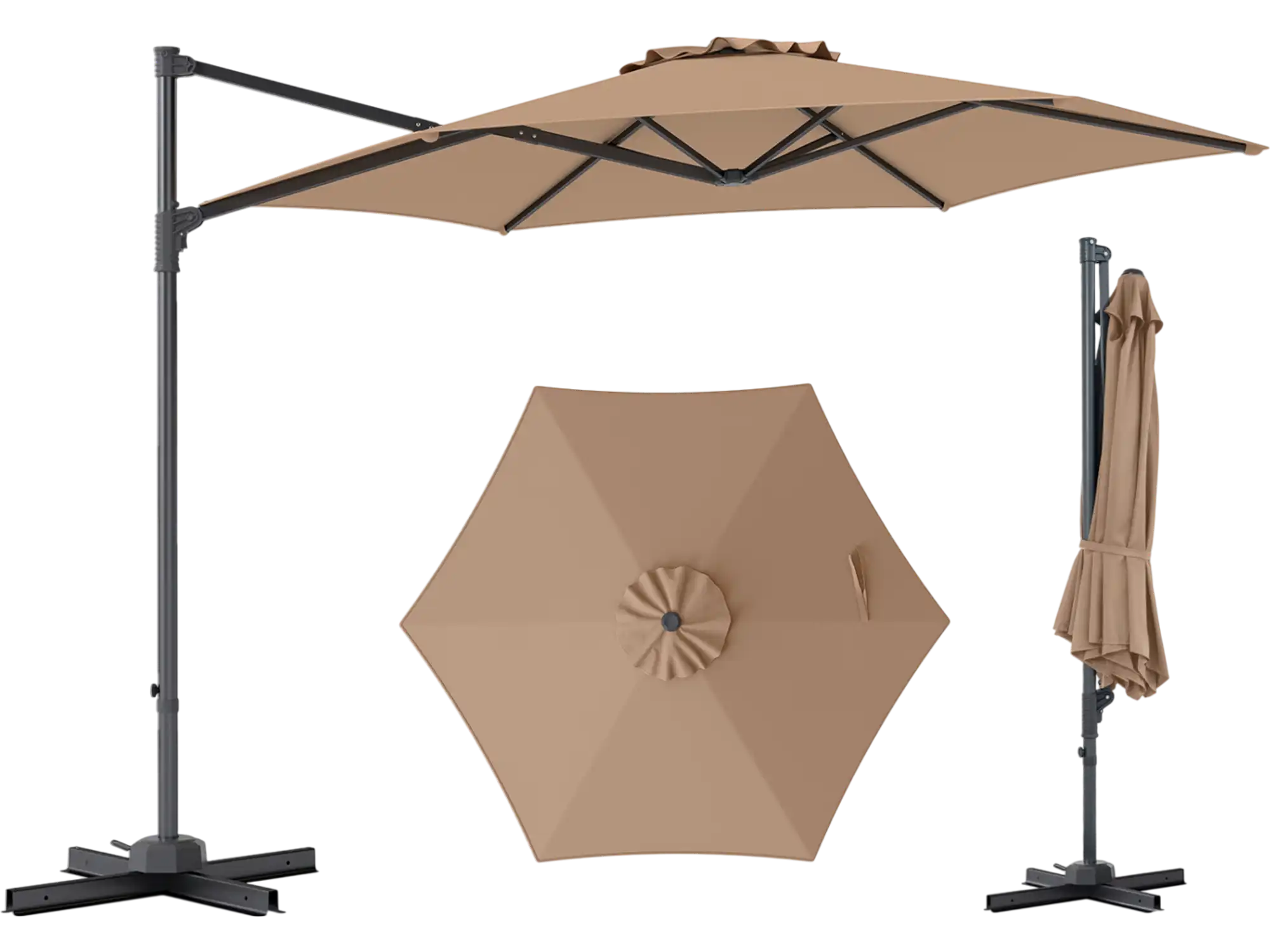 Costway 10' Patio Cantilever Umbrella 360° Rotation Air Vent 79029257 New