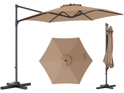 Costway 10' Patio Cantilever Umbrella 360° Rotation Air Vent 79029257 New