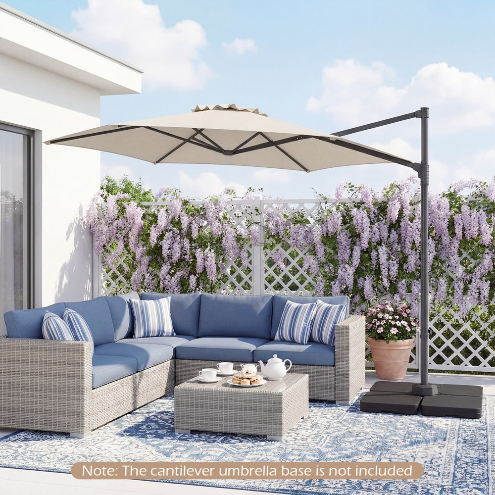 10 FT Patio Cantilever Umbrella with 360° Rotation and Air Vent for Backyard and Poolside-Beige - Gallery View 1 of 10