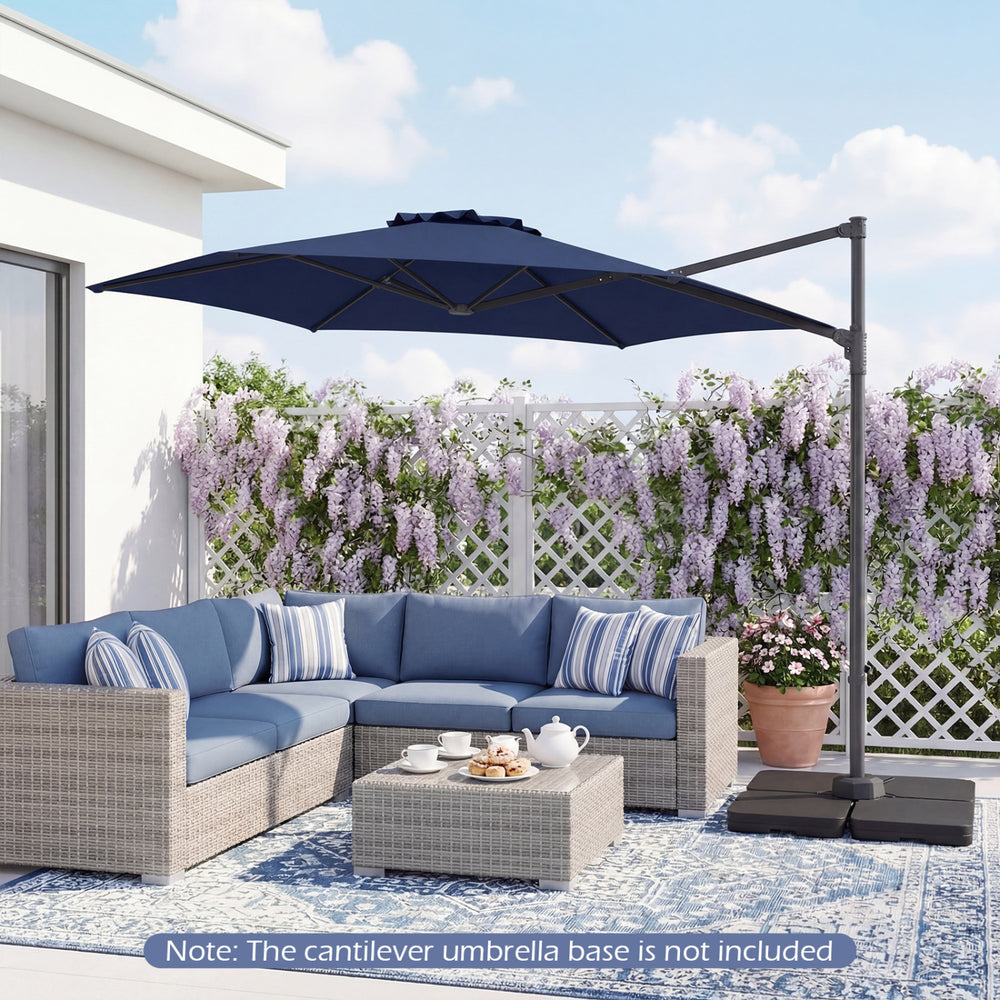 10 FT Patio Cantilever Umbrella with 360° Rotation and Air Vent for Backyard and Poolside-Blue - Gallery View 1 of 10