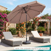 10 FT Scalloped Patio Umbrella with Push Button Tilt and 8 Fiberglass Ribs-Brown - Gallery View 1 of 10