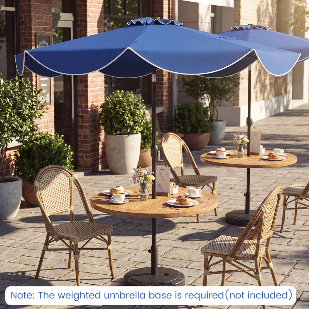 10 FT Scalloped Solar Patio Umbrella with 24 LED Lights and Tilt Adjustment-Navy - Gallery View 1 of 11
