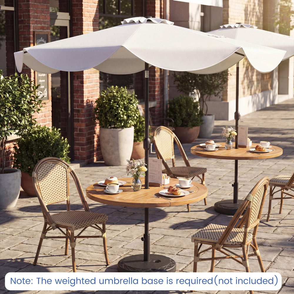 10 FT Scalloped Solar Patio Umbrella with 24 LED Lights and Tilt Adjustment-Beige - Gallery View 1 of 11