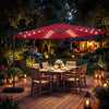 10 FT Solar LED Offset Cantilever Patio Umbrella Hanging Outdoor Market Umbrella-Red - Gallery View 1 of 10