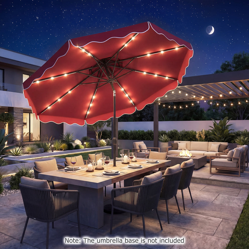 10 FT Solar LED Patio Umbrella for Deck and Pool-Red - Gallery View 1 of 11
