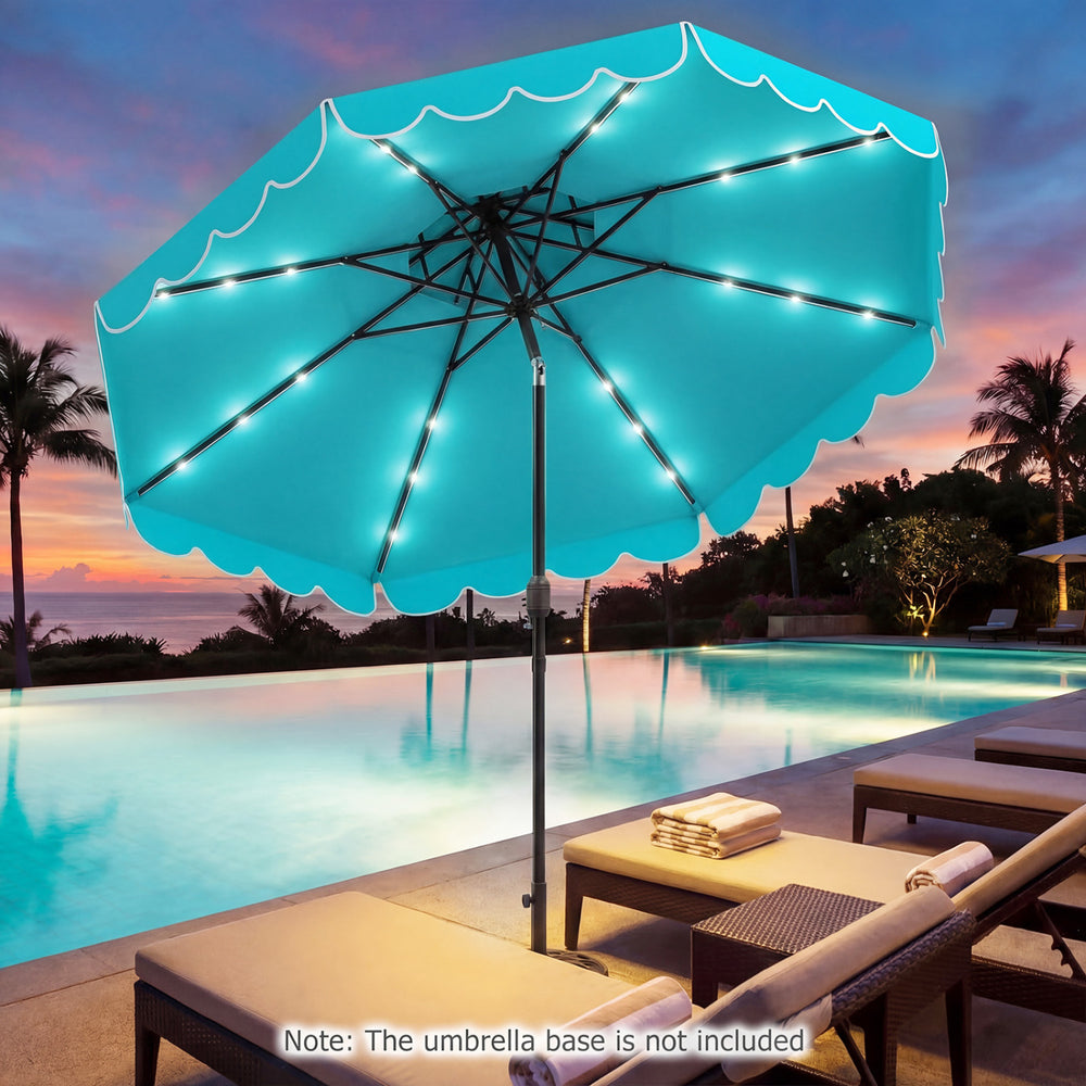 10 FT Solar LED Patio Umbrella for Deck and Pool-Turquoise - Gallery View 1 of 11