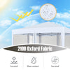 Close-up of 210D oxford fabric showcasing sun-proof, water-resistant, and tear-proof features for a pop-up canopy tent.