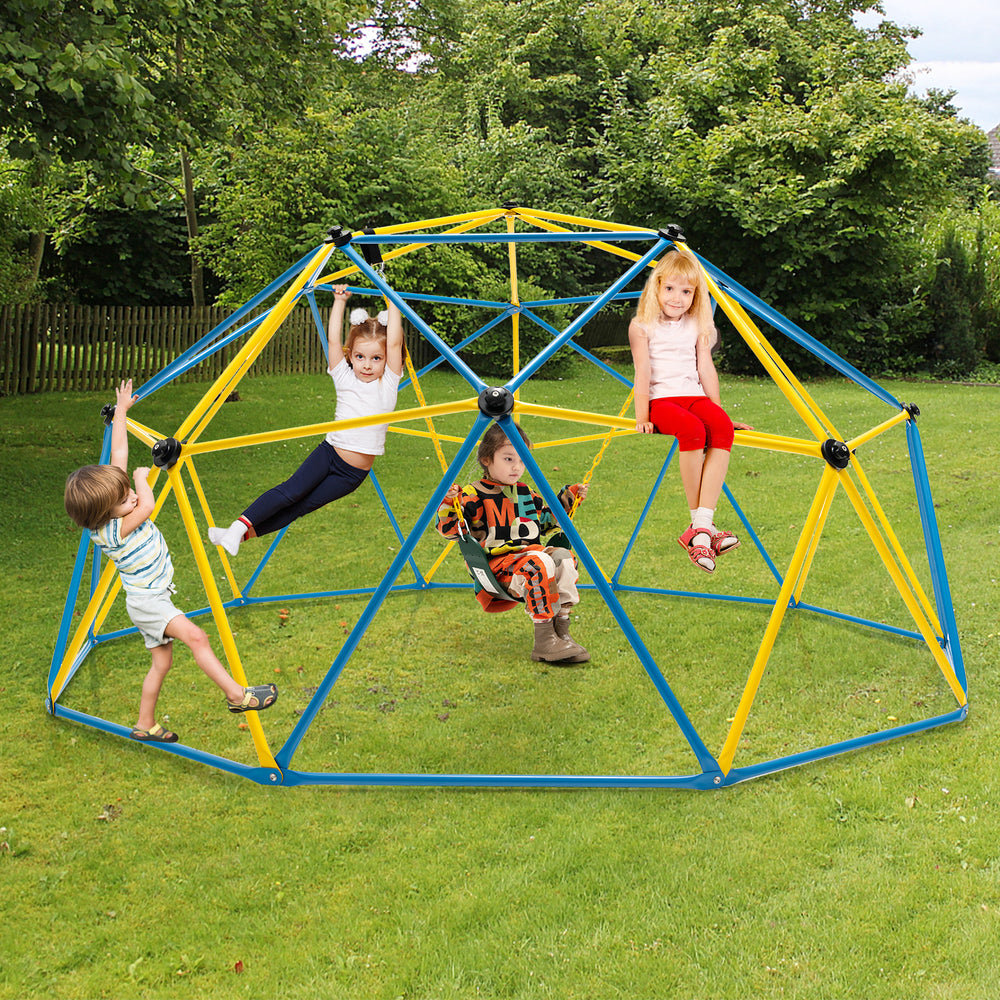 10 Feet Dome Climber with Swing and 800 Lbs Load Capacity-Multicolor - Gallery View 1 of 10