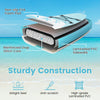 Inflatable paddle board cross-section showing laminated PVC sidewalls, reinforced drop stitch core, and non-slip EVA.