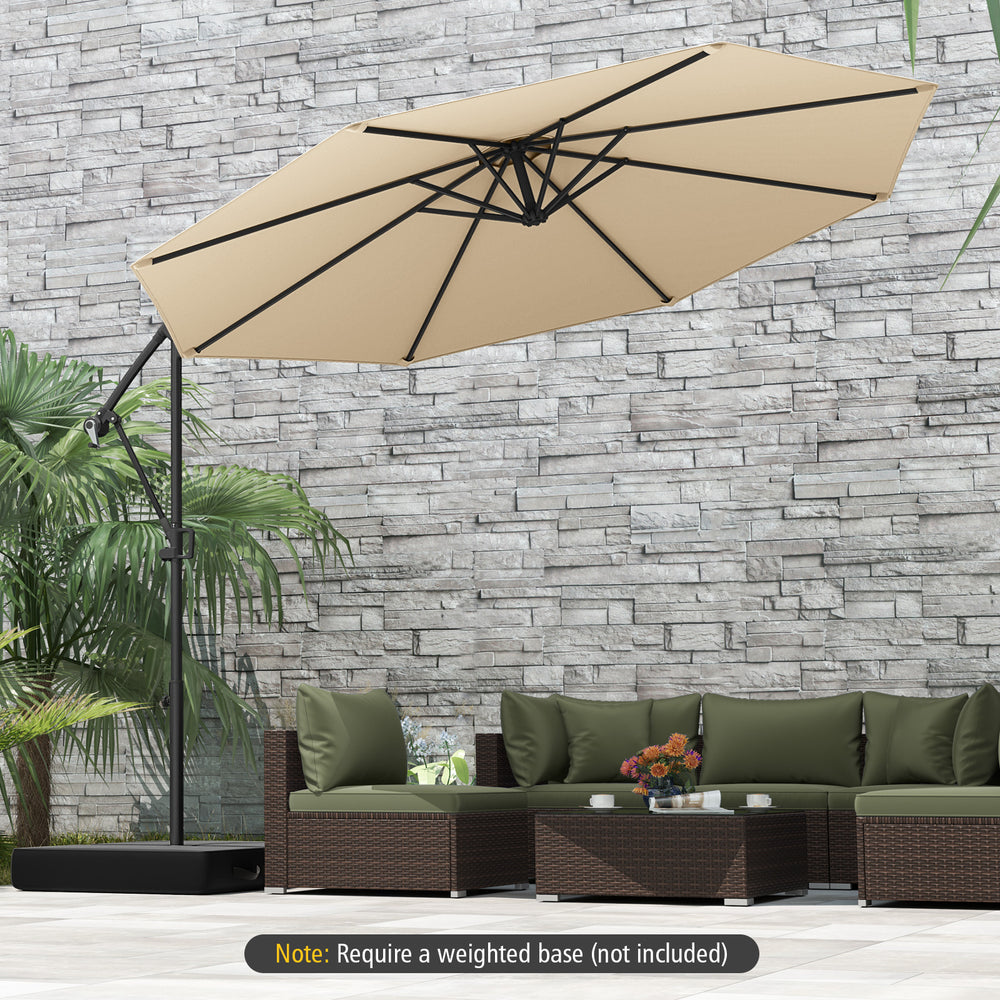 10 Feet Offset Hanging Umbrella with Base and Infinite Tilt-Beige - Gallery View 1 of 10