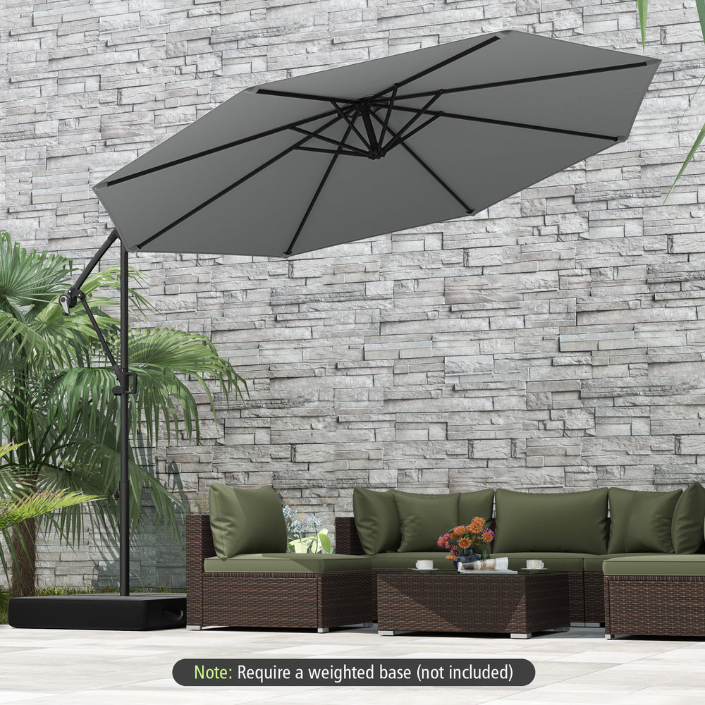 10 Feet Offset Hanging Umbrella with Base and Infinite Tilt-Gray - Gallery View 1 of 10