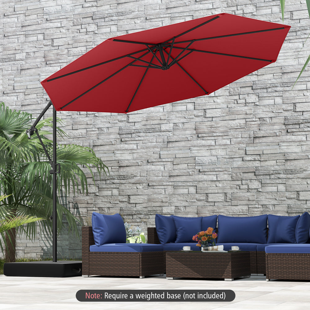 cantilever umbrella outdoor hanging patio umbrella 10 Feet Offset Base Sunneday LLC The canopy has a vented top to help with airflow Simple10ft Heavy-Duty Cantilever Offset Patio