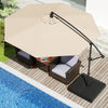 10 Feet Offset Hanging Umbrella with Base Patio Cantilever Umbrella with Tilt-Beige - Gallery View 1 of 13