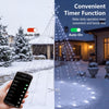 Phone showing timer control for 10 Feet Outdoor Christmas Tree Star String Lights with 560 cold white LED lights.