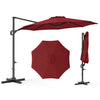 10 feet wine patio cantilever umbrella with easy tilt adjustment, featuring a sturdy metal frame and water-resistant.