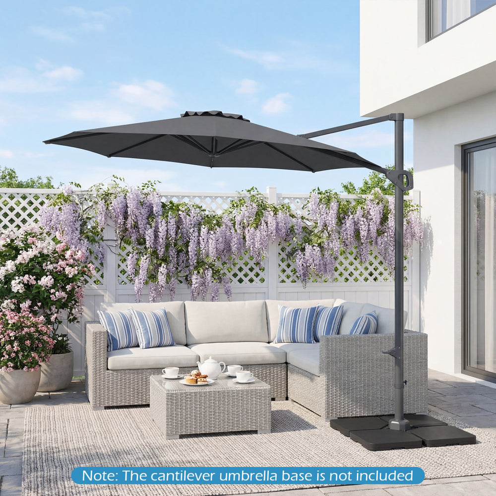 10 Feet Patio Cantilever Umbrella with Easy Tilt Adjustment-Gray - Gallery View 1 of 10