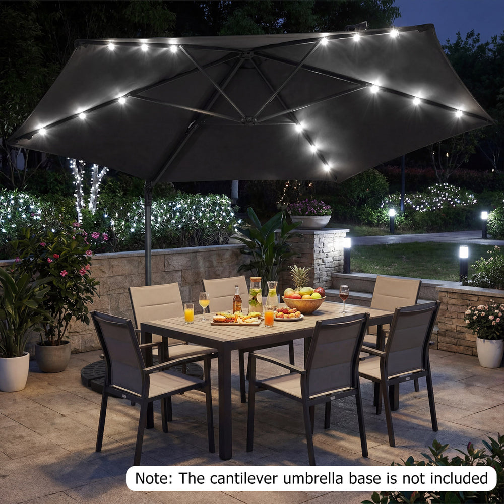 10 Feet Patio Cantilever Umbrella with Solar LED Lights-Gray - Gallery View 1 of 11