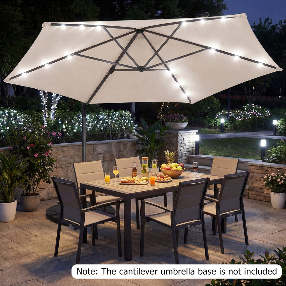 10 Feet Patio Cantilever Umbrella with Solar LED Lights-Beige - Gallery View 1 of 10