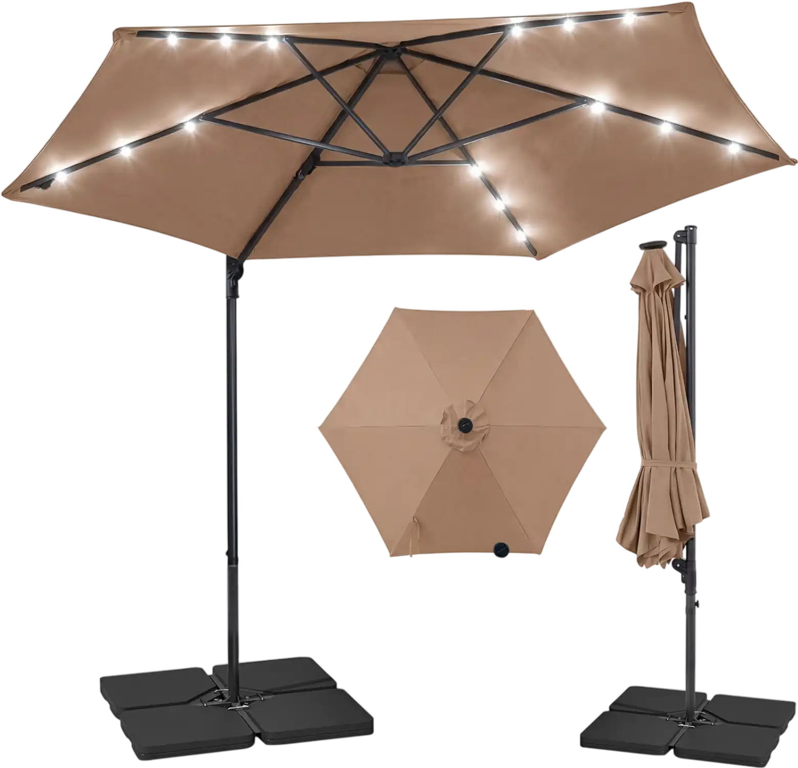 Costway 10' Patio Cantilever Umbrella w/ Solar LED Lights 62500533 New