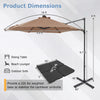 10-foot tan patio cantilever umbrella with solar LED lights, featuring a 360° swivel function for optimal sun shade.