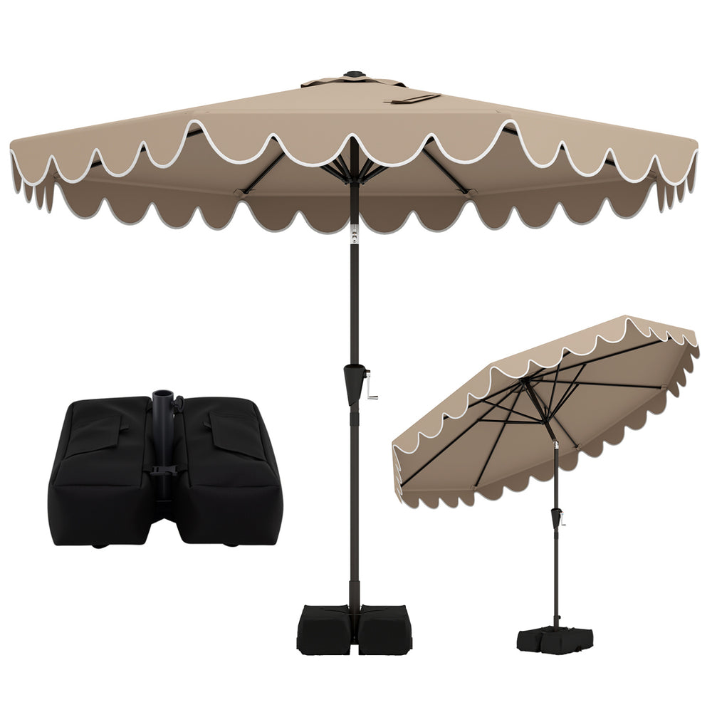 10 Feet Patio Umbrella with Weighted Base and Sandbags-Brown - Gallery View 1 of 1