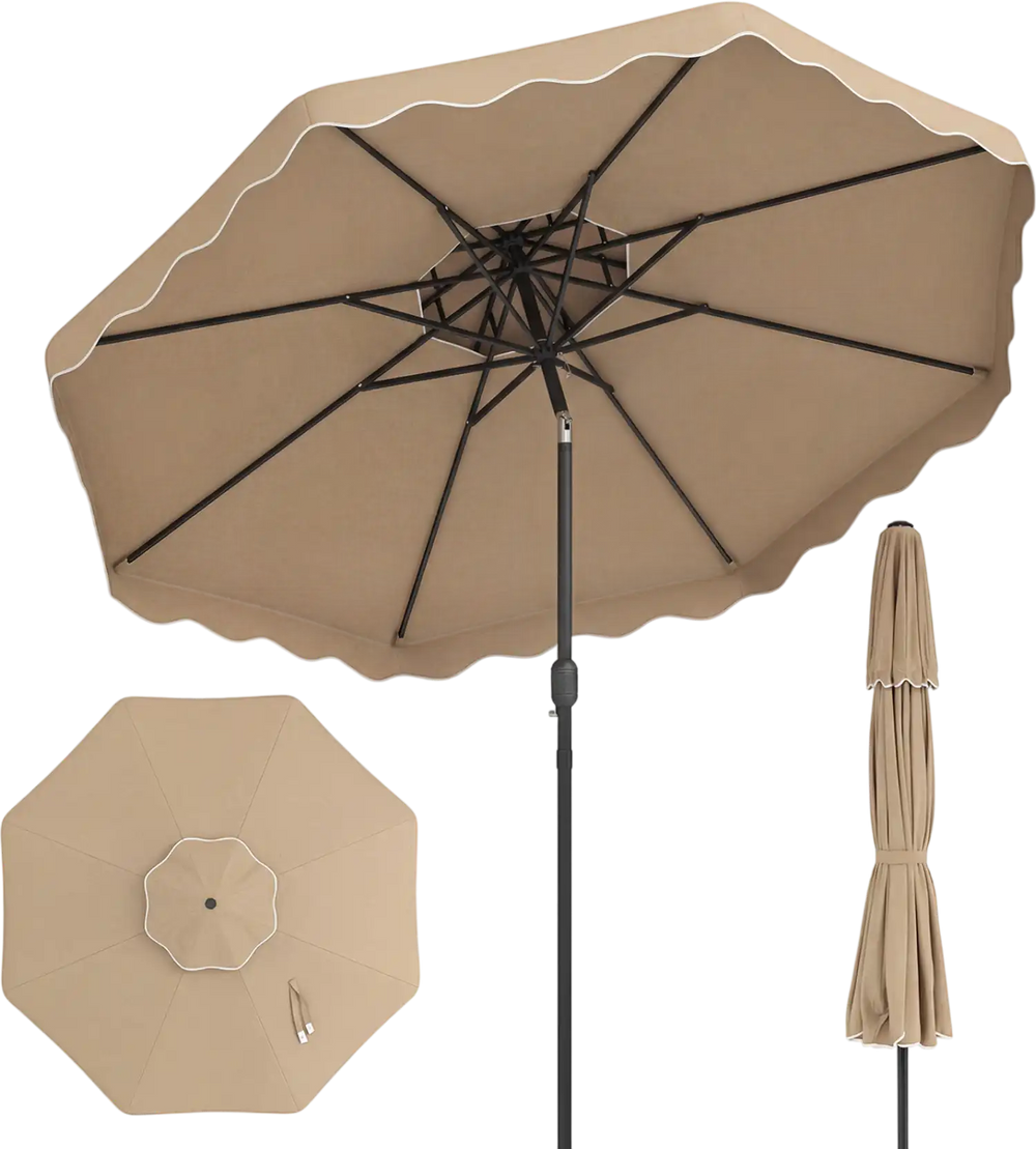 Costway 10' Patio Umbrella Push Button Tilt Crank 92588798 New Coffee