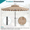 10 ft coffee patio umbrella with push-button tilt, crank handle, and ruffled scallops for elegant outdoor shade.