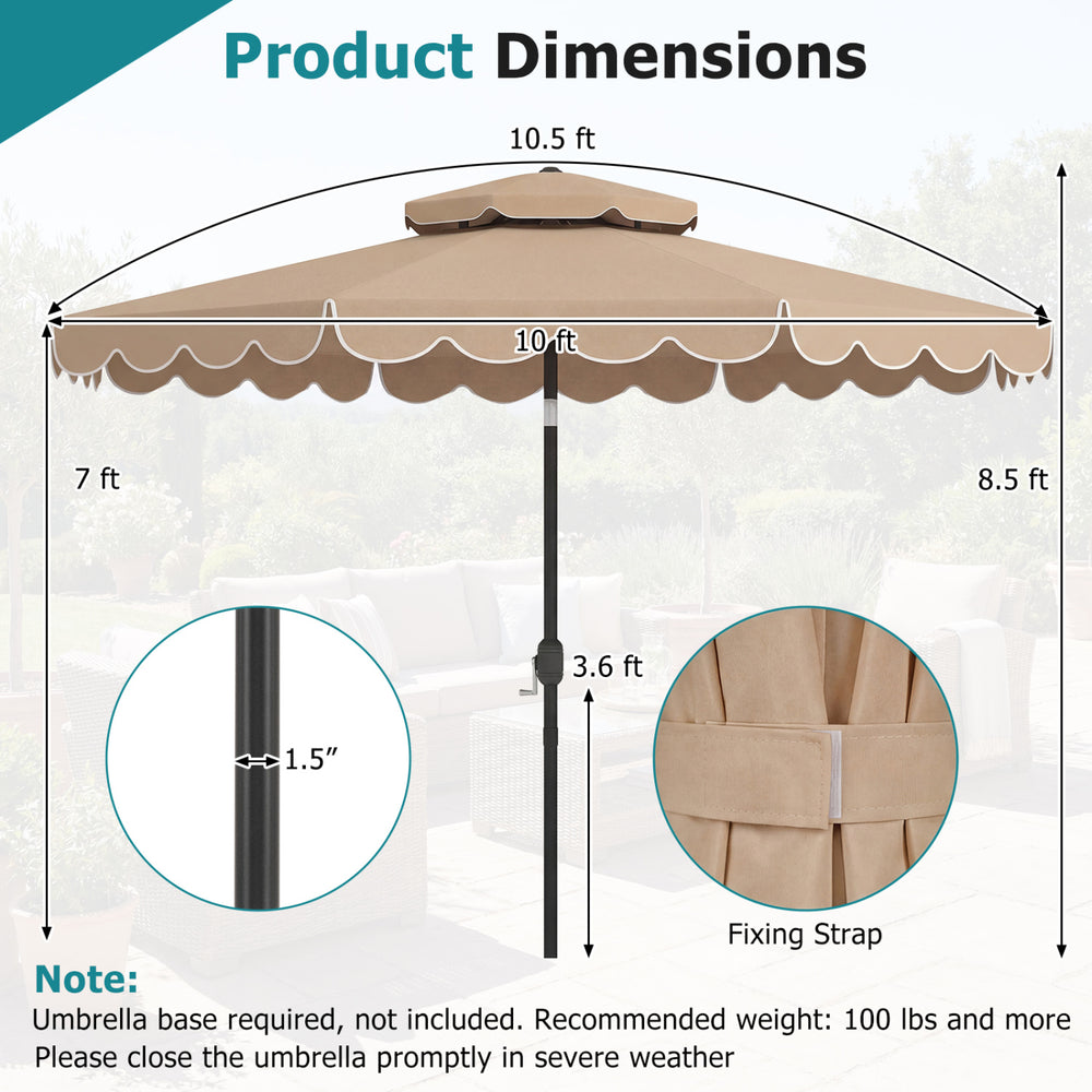 10 ft Patio Umbrella with Push Button Tilt and Crank-Beige