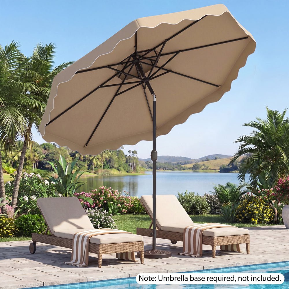 10 Feet Patio Umbrella with Push Button Tilt and Crank-Beige - Gallery View 1 of 11