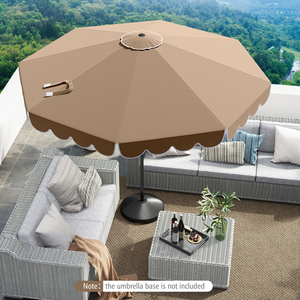 10 Feet Patio Umbrella Outdoor Market Umbrella with Crank Tilt Adjustment-Brown - Gallery View 1 of 11