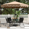 Brown 10 feet patio umbrella with crank tilt adjustment, featuring ruffled edges and a sturdy metal frame for outdoor.