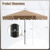 10-foot brown patio umbrella with crank tilt adjustment, featuring ruffled edges and a sturdy 1.5-inch pole for outdoor.