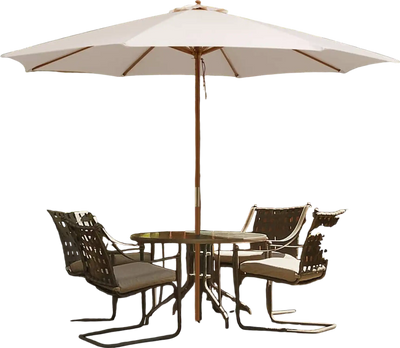 Costway 10' Patio Umbrella 8 Wooden Ribs 3 Adjustable Heights Beige 71803956 New
