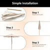 10 feet beige patio umbrella with 8 wooden ribs, adjustable heights, and easy installation for outdoor shading.