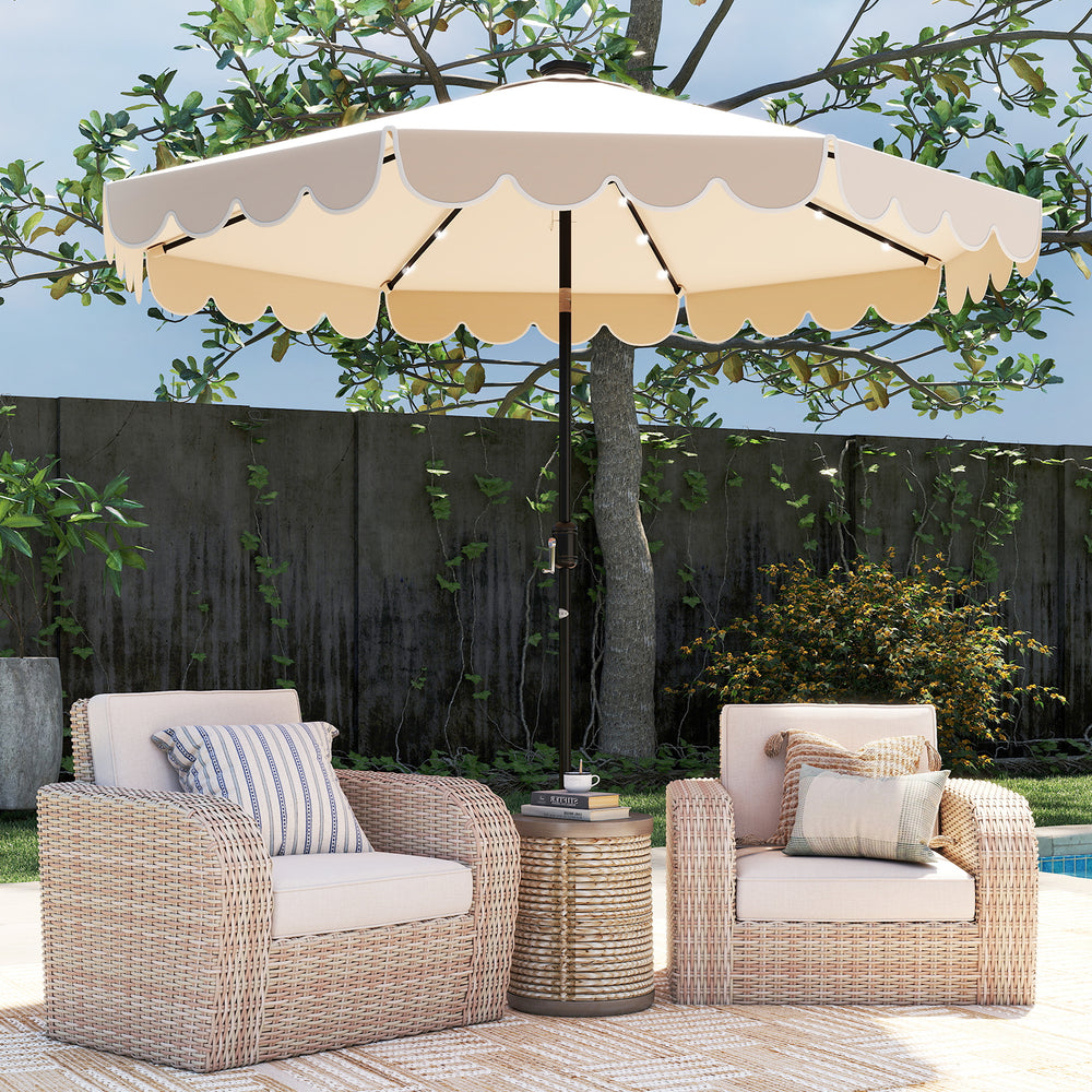10 Feet Solar Patio Umbrella with 24 LED Lights-Beige - Gallery View 1 of 10
