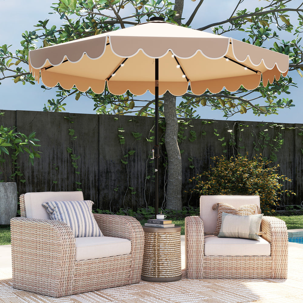 10 Feet Solar Patio Umbrella with 24 LED Lights-Coffee - Gallery View 1 of 10