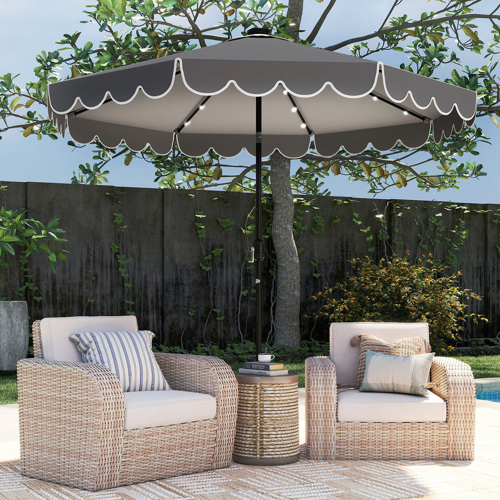 10 Feet Solar Patio Umbrella with 24 LED Lights-Gray - Gallery View 1 of 10