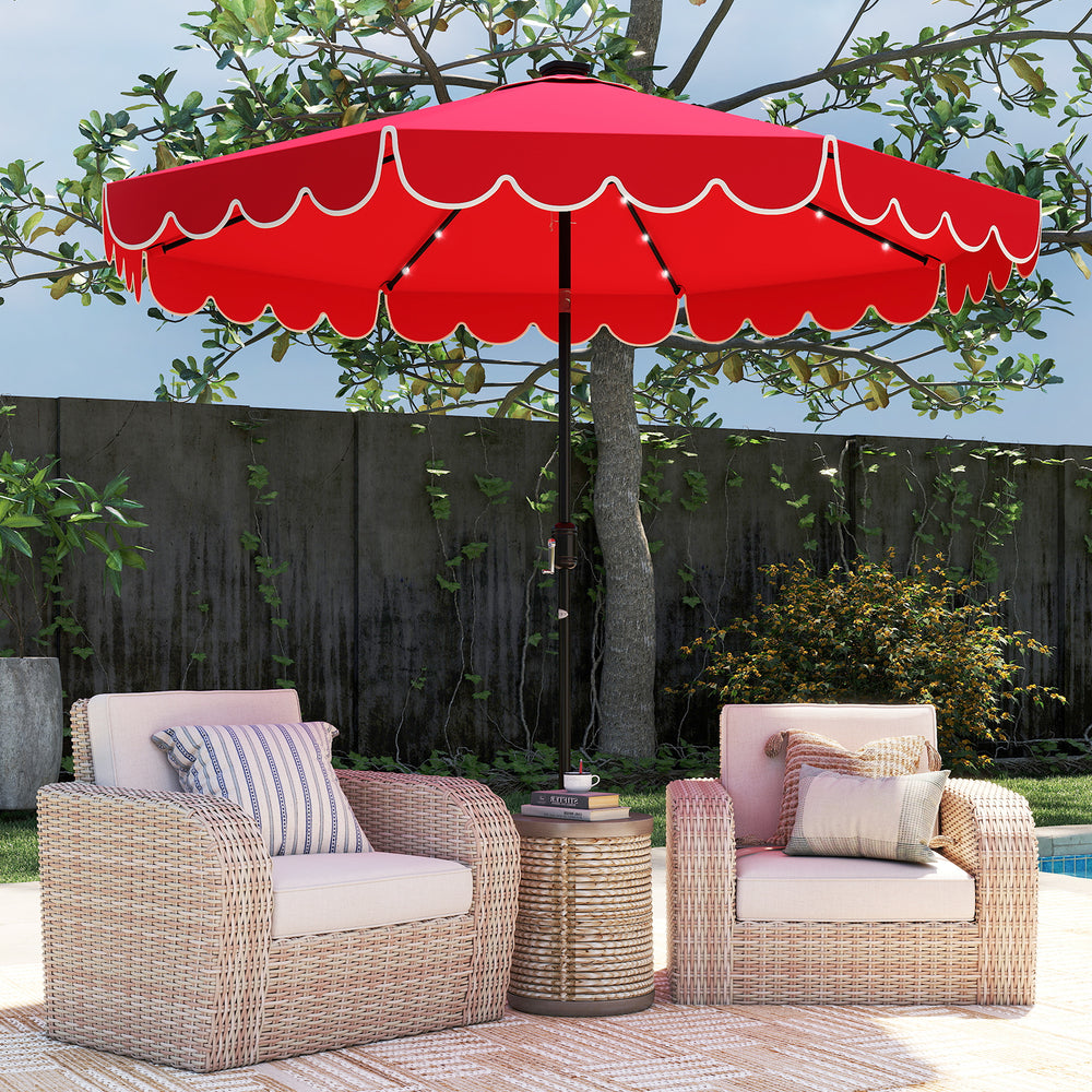 10 Feet Solar Patio Umbrella with 24 LED Lights-Red - Gallery View 1 of 10