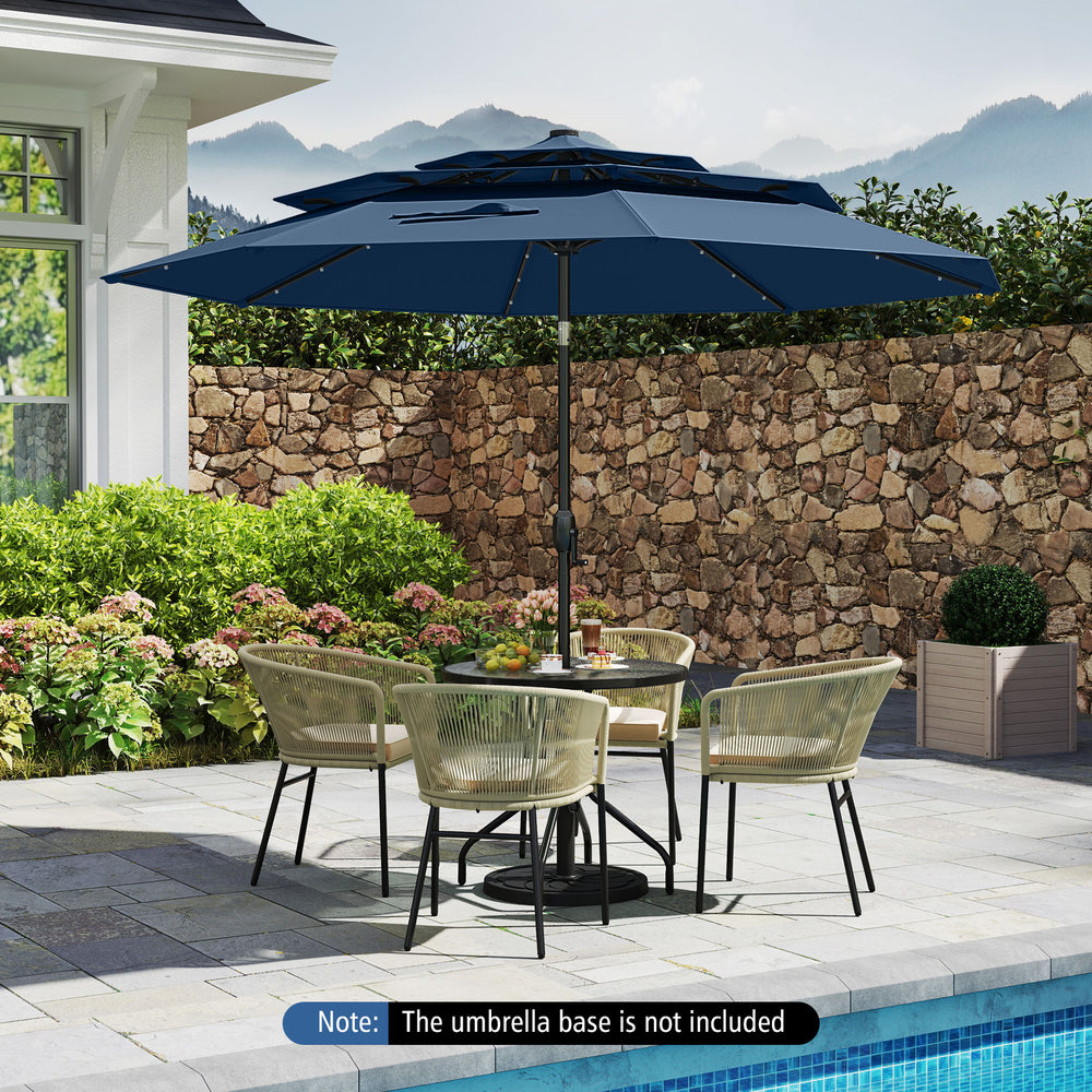 10 Feet Solar Patio Umbrella with 32 LED Lights 3-Tier Vented Top-Gray