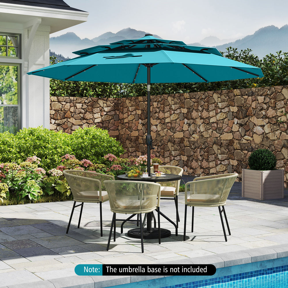 10 Feet Solar Patio Umbrella with 32 LED Lights 3-Tier Vented Top-Turquoise - Gallery View 1 of 11