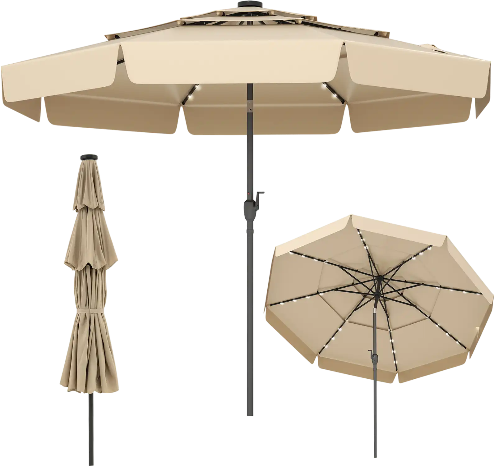 Costway 10' Solar Patio Umbrella 3-Tier Vented Top 237841596 New