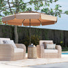 10 Feet Solar Patio Umbrella with 3-Tier Vented Top-Taupe - Gallery View 1 of 10