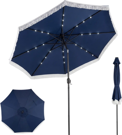 Costway 10' Solar Patio Umbrella w/ 24 LED Lights Yard Outdoor 49733859 New