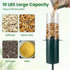 Large capacity squirrel-proof bird feeder with pole mount, holding 10 lbs of mixed seeds for year-round bird feeding.