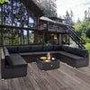 10 Piece Outdoor Wicker Conversation Set with Seat and Back Cushions-Black - Gallery View 1 of 10